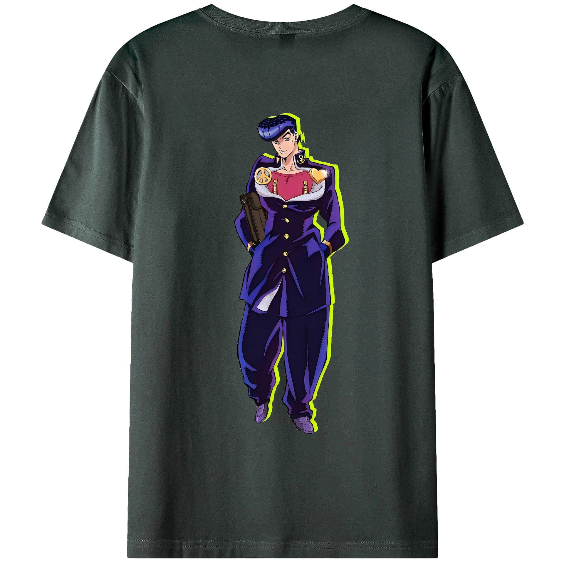 （画像用） ジョジョの奇妙な冒険 ひがしかた じょうすけ JoJo's Bizarre Adventure Higashikata Josuke 綿100％ メンズ半袖Tシャツ（バックプリント） 通気性